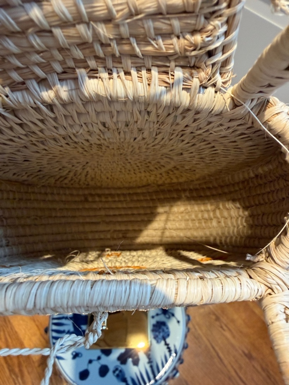 Woven Round Straw Handbag in Natural - Picture 4 of 4